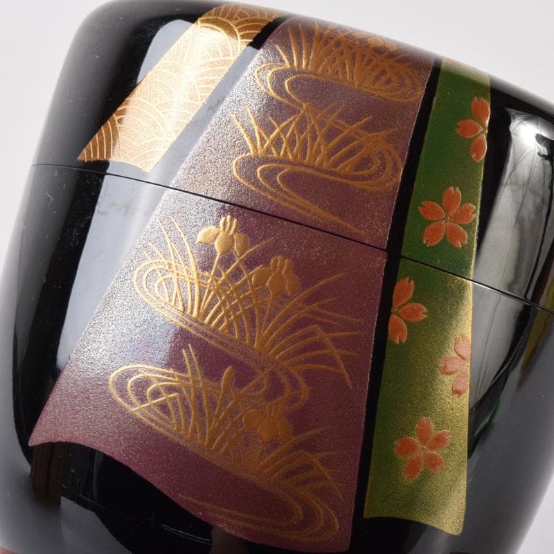 茶道具　山中塗　竹内幸斎作　熨斗蒔絵　大棗　共箱　V　7212