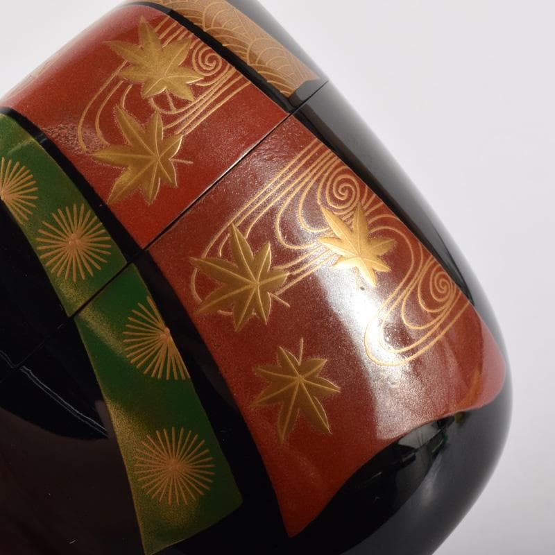 茶道具　山中塗　竹内幸斎作　熨斗蒔絵　大棗　共箱　V　7212