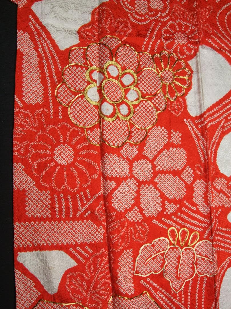 総絞り染め ビンテージ振袖フルセット 金駒刺繍 L8 成人式
