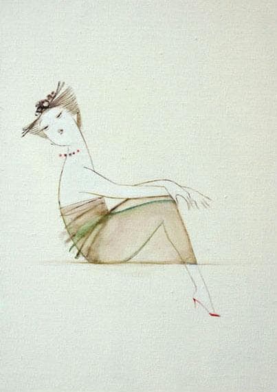 油絵 菅家令子 絵 絵画インテリア額付(青緑＋金色の枠) F4-080315女性