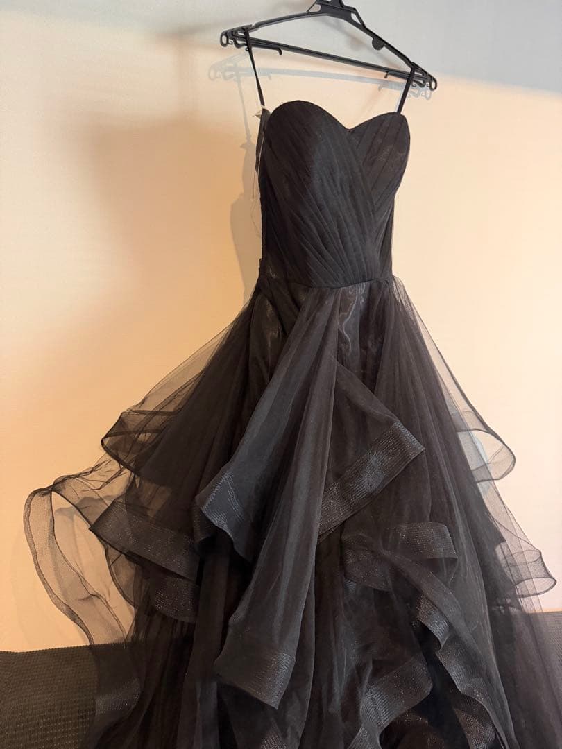 タグ付き エレガント ブラックチュールドレス タグ付き グローブ付き