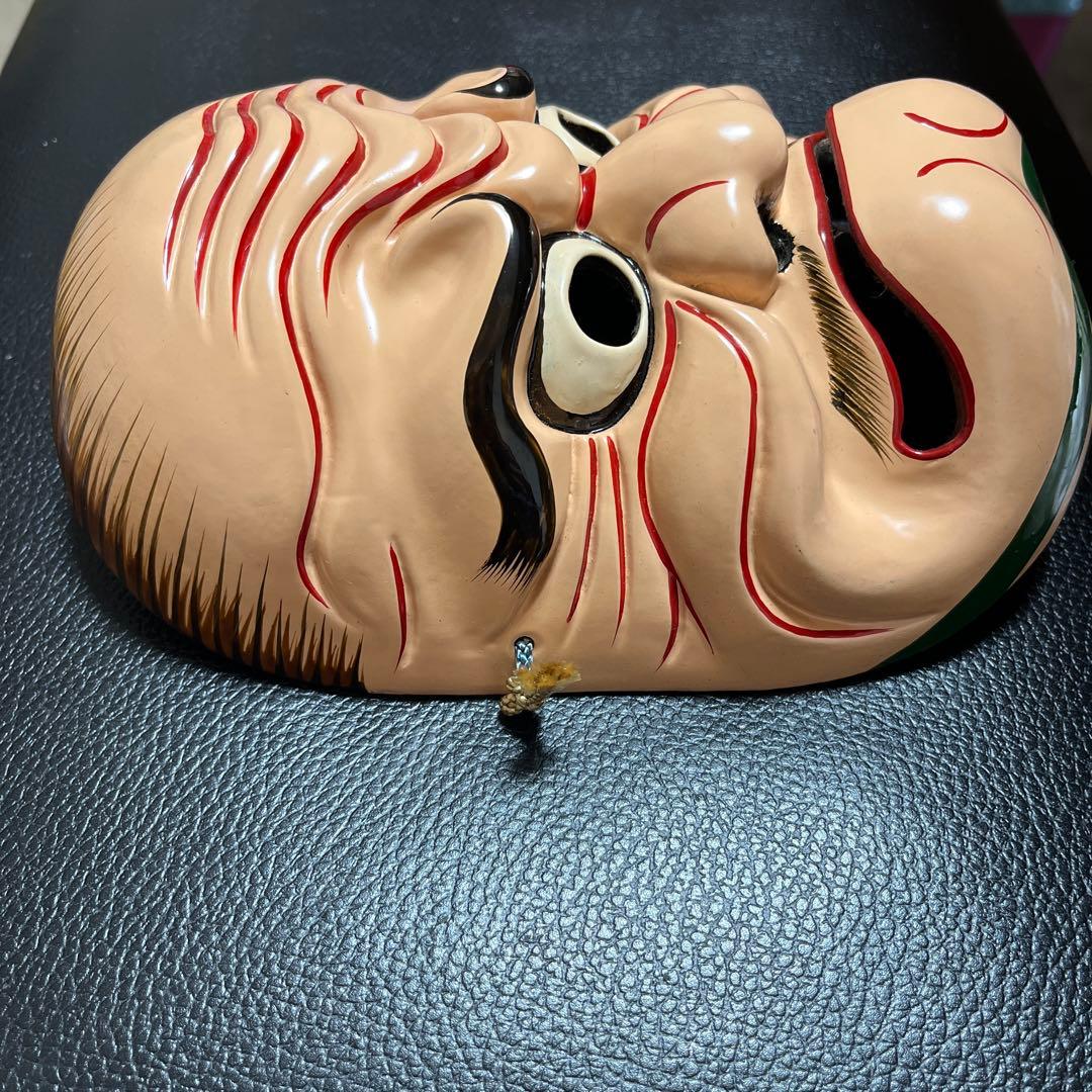 【希少 伝統工芸】備中神楽面 稲背脛命　木彫り 壁掛け 双藝社