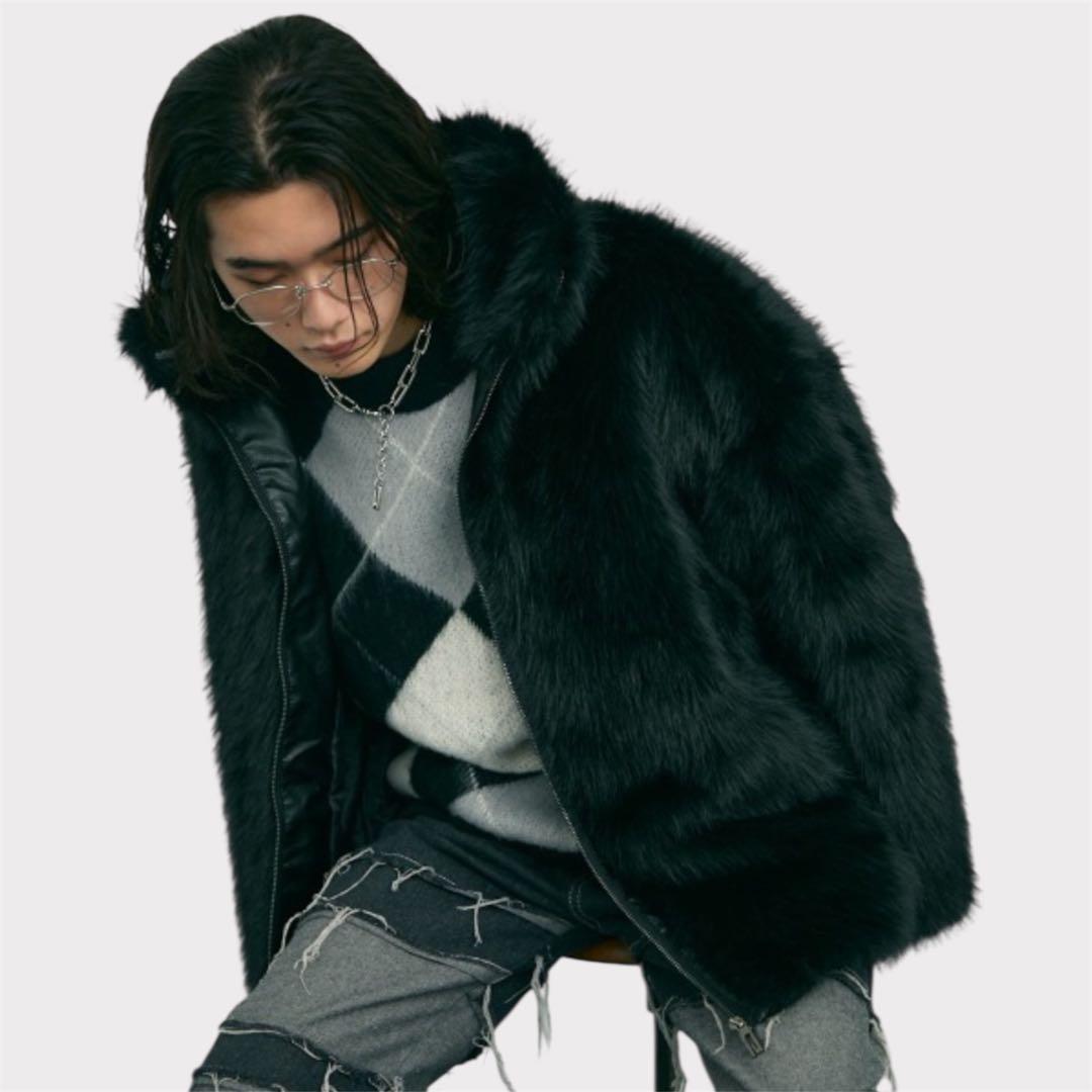 【チーズ出品】Y2K Black Faux Fur Jacket