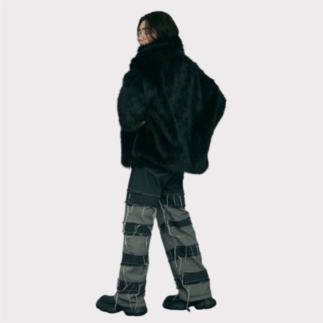 【チーズ出品】Y2K Black Faux Fur Jacket