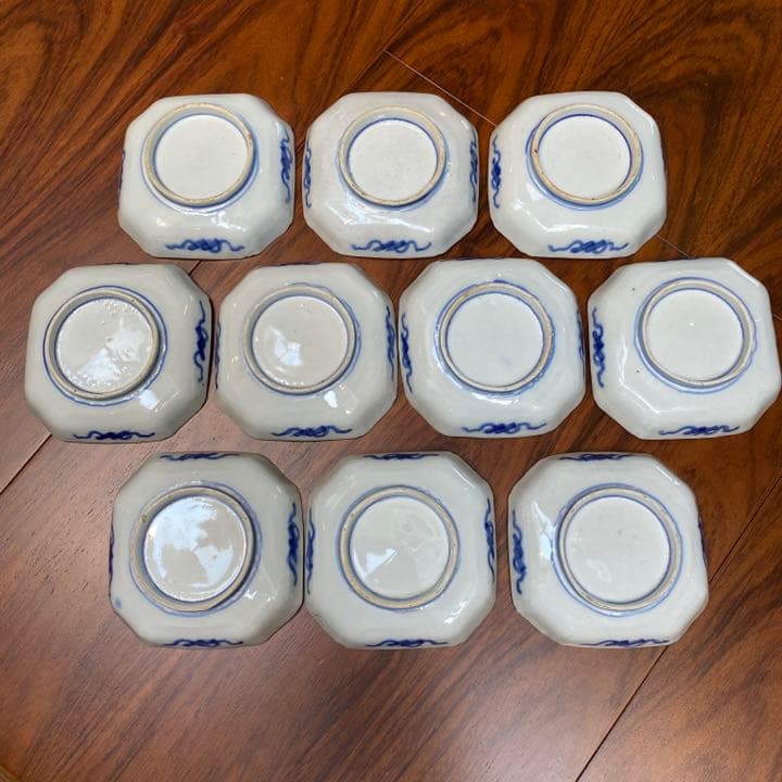 古伊万里　角皿上絵彩色10枚セット