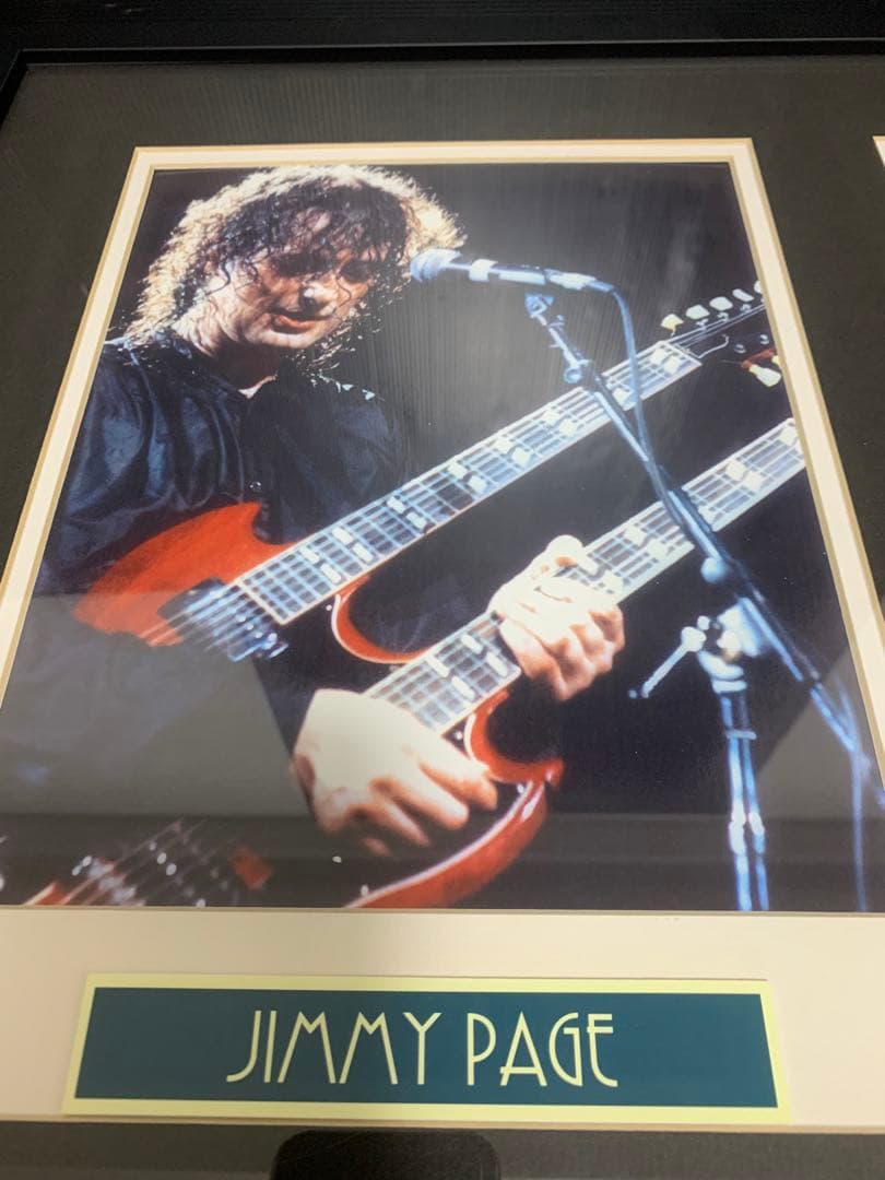 【希少】ギターリスト　ジミーペイジ写真　スケールギター　額縁