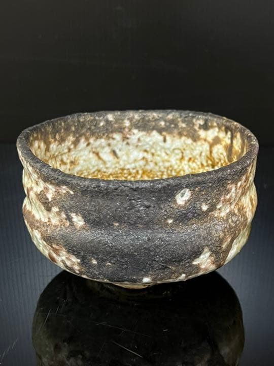 最高秀逸作 信楽焼 名人 神崎紫峰 作 信楽幻窯 穴窯自然釉 茶碗 茶道具