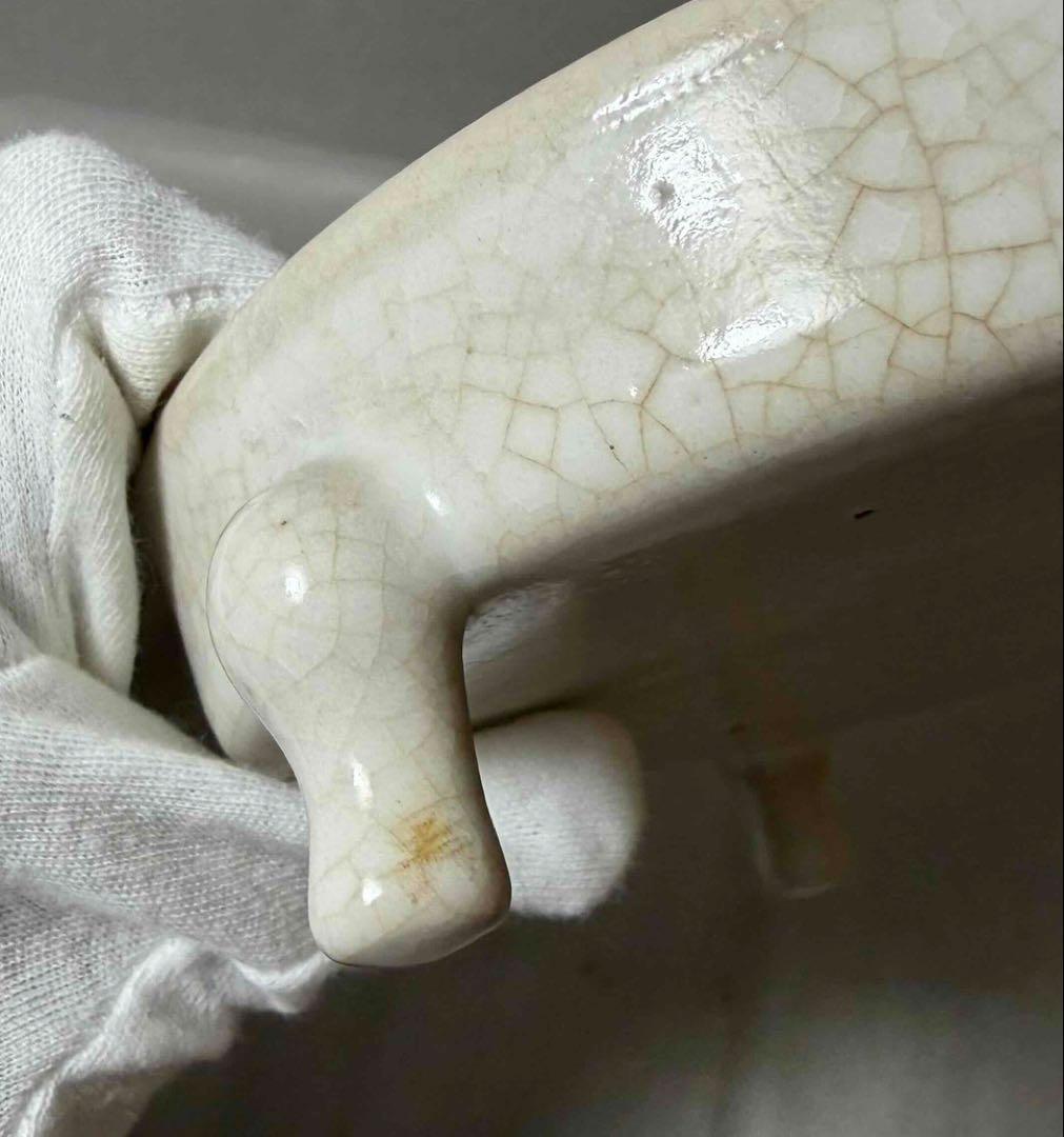 中国 三つ足丸盤(白系)　f2260120