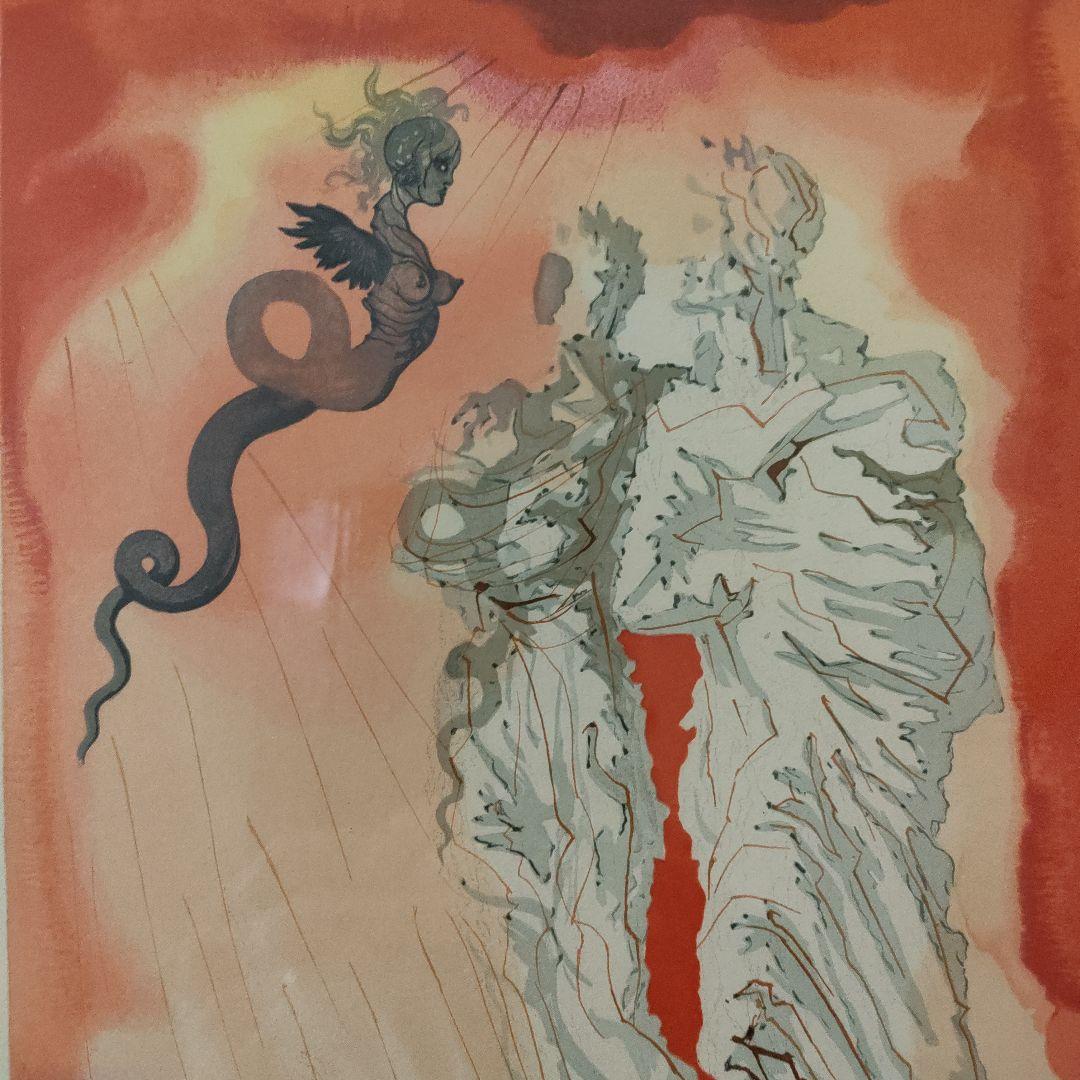 未使用サルバドール ダリ　オリジナル木版画『ダンテ神曲より黒き鬼』1960年制作