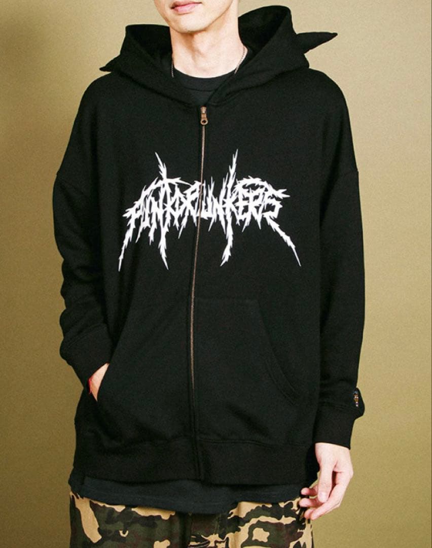 パンクドランカーズ一回着用トゲトゲZIPパーカ