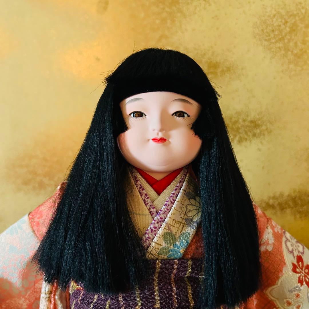 日本人形 市松人形 こもも 玉泉作　正絹 京友禅　着物 伝統工芸品　ケース入り