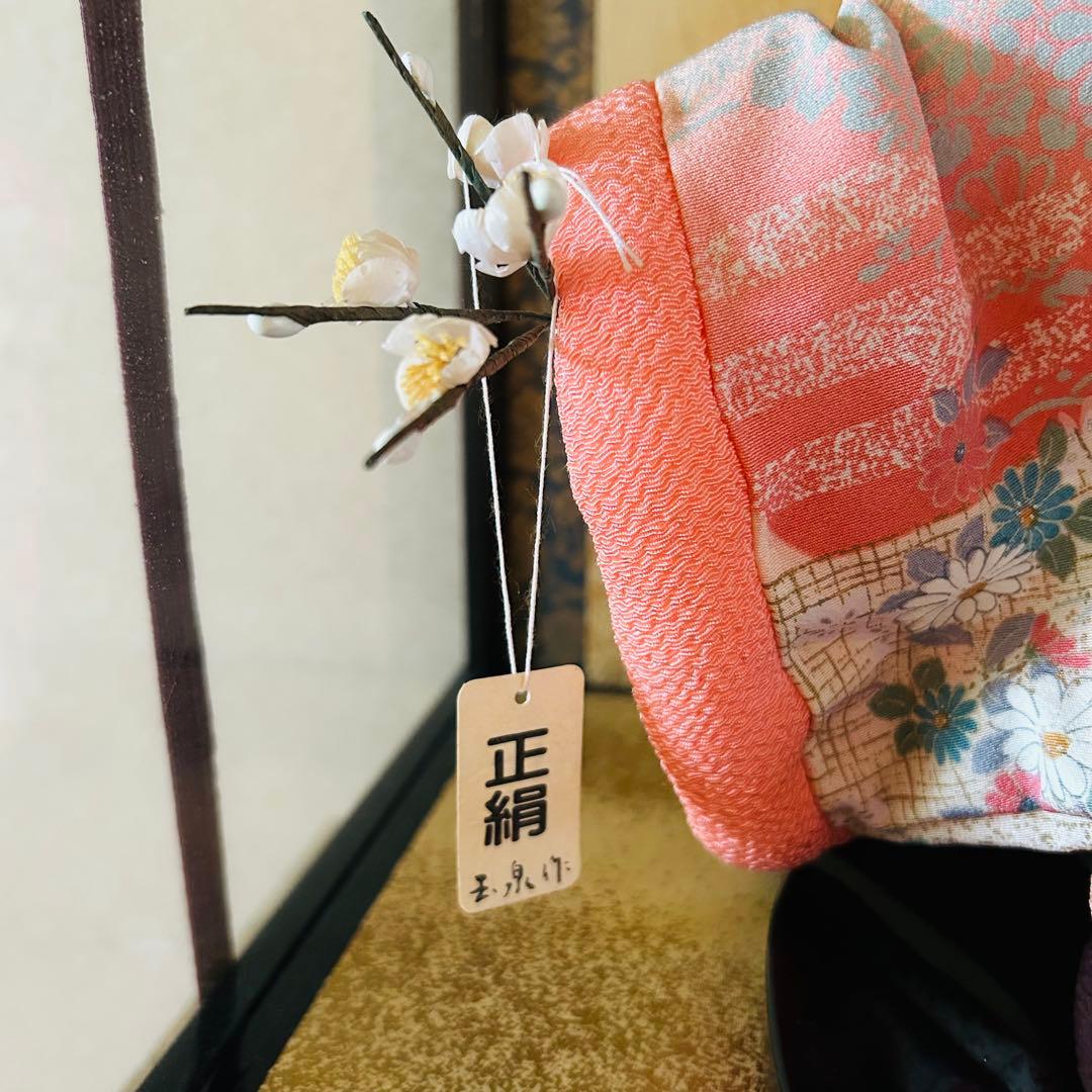 日本人形 市松人形 こもも 玉泉作　正絹 京友禅　着物 伝統工芸品　ケース入り