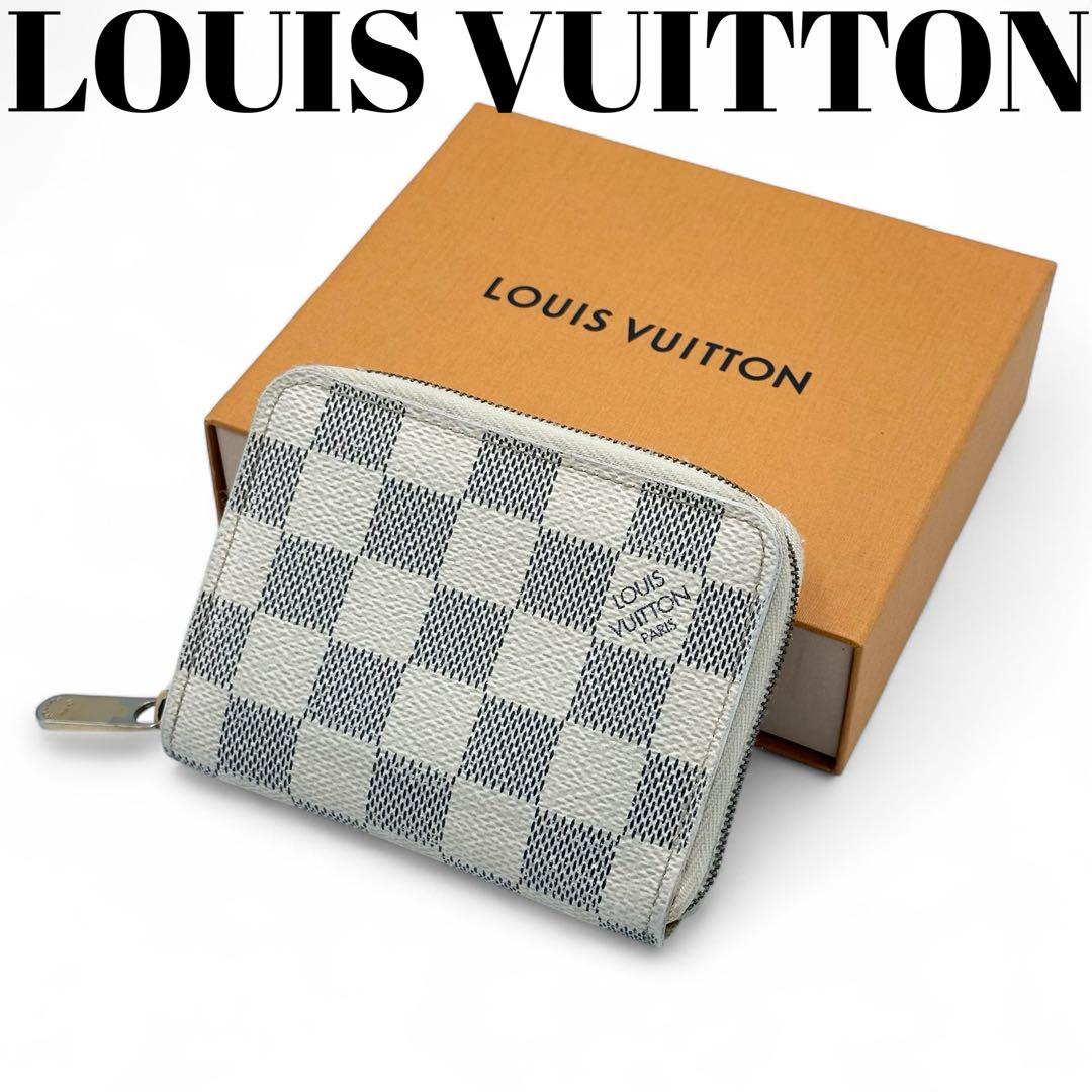 【美品】ルイヴィトン ジッピーパース ダミエ アズール 白 ホワイト