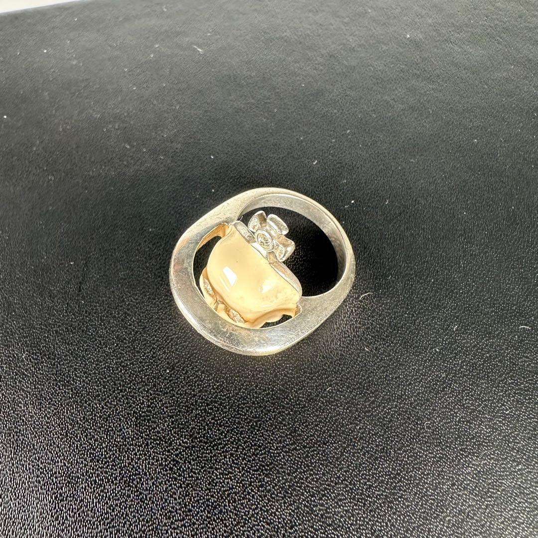 925 16号 ヴィヴィアンウエストウッド スカル オーブ リング ストーン 白