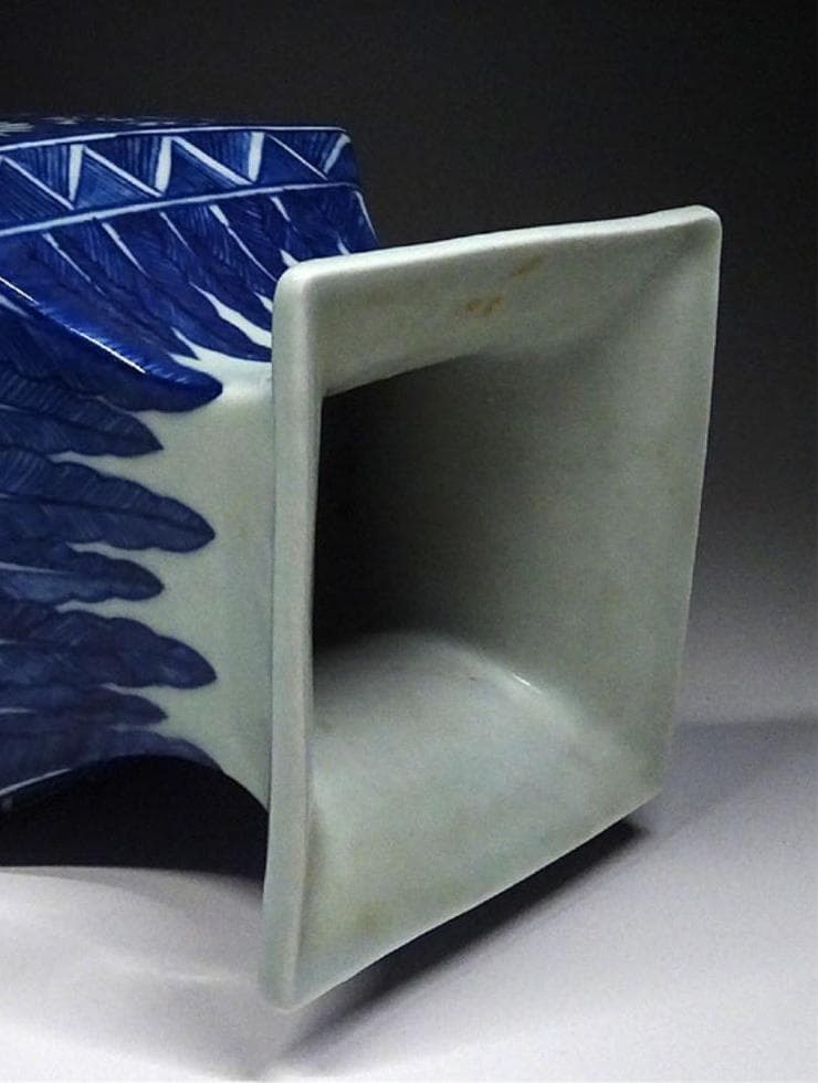 中国古玩 青花 染付鳳凰紋 花瓶 高約34cm 大清光緒年製 唐物 t96563