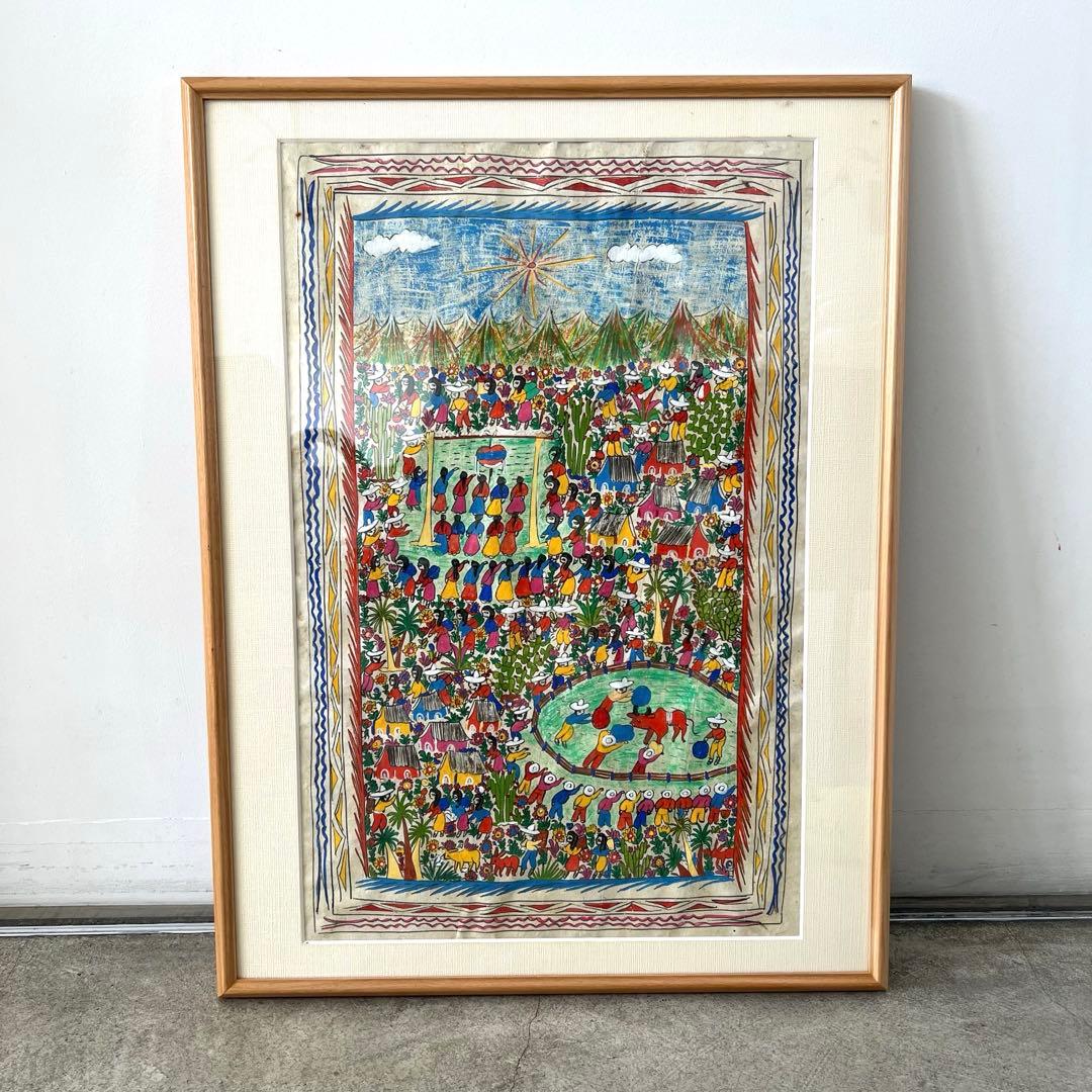 バリの民芸品♡額入り絵画　美品