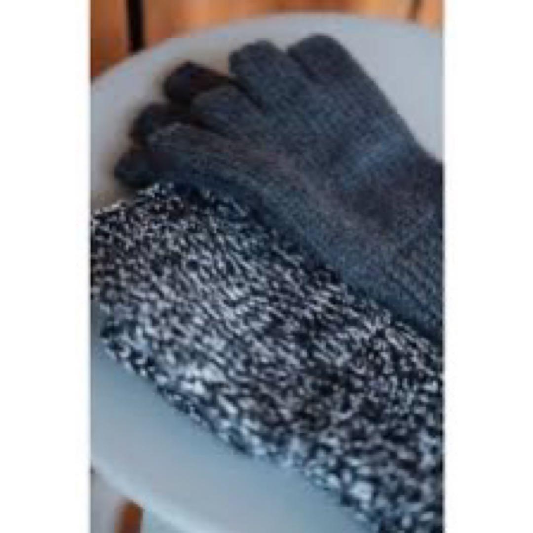 【PICEA（ピセア）】手袋 カシミア ごま塩　ブラック