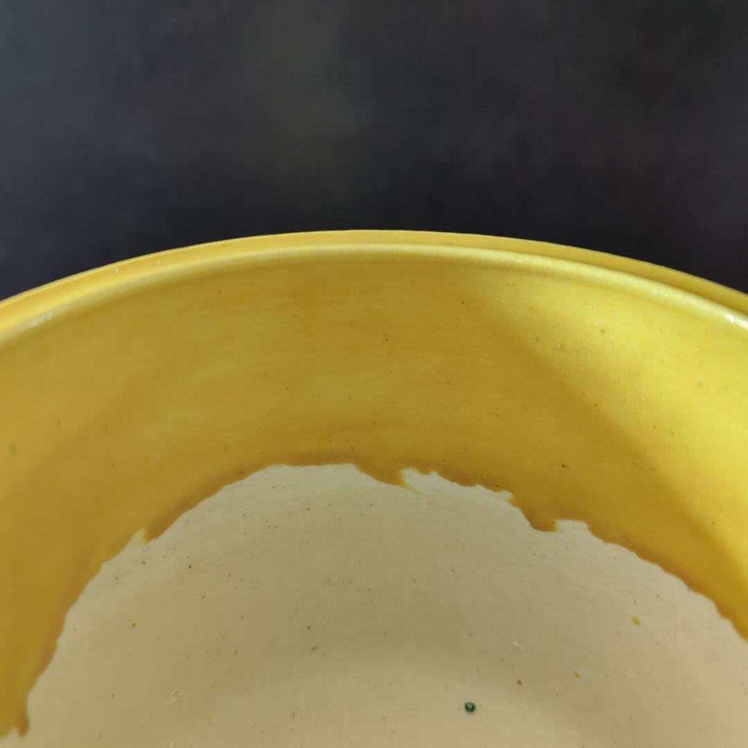 陶芸　茶道具　交趾焼　永楽善五郎造　黄交趾　牡丹唐草紋　火入　煙草盆用道具