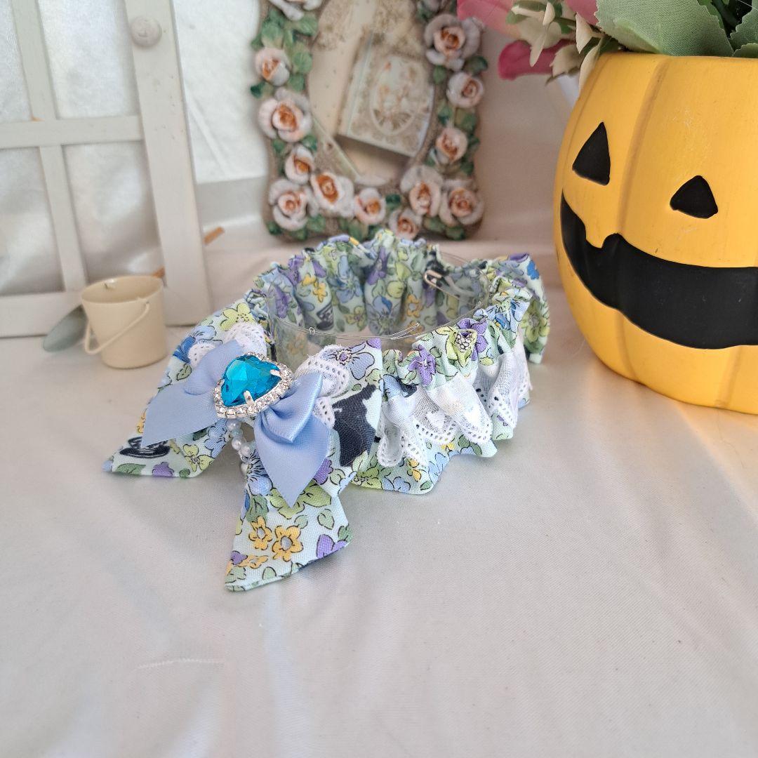 短毛シュシュ、ハロウィン限定、スイートロリータ(ブルー)わんちゃん猫ちゃん用