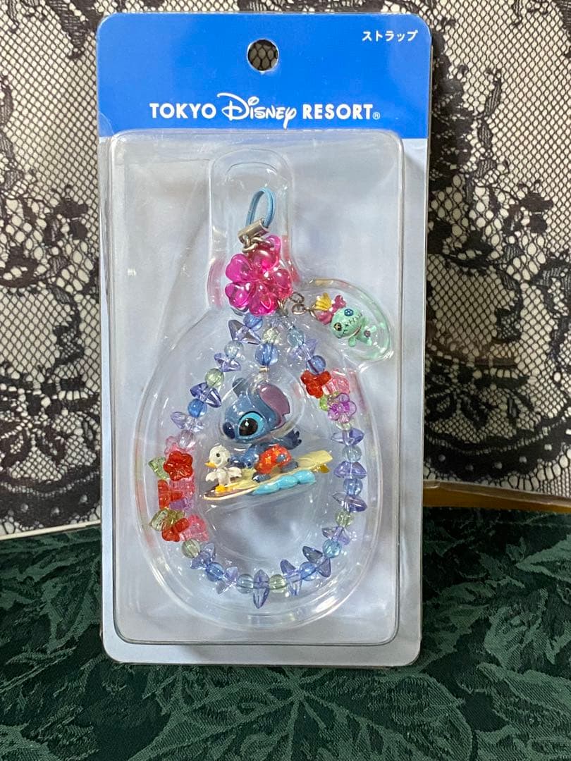 スティッチ リロ&スティッチ ストラップ　サーフィン　ディズニーリゾート　ビーズ