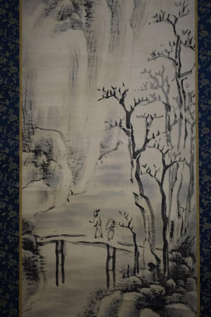 複製/頼山陽/山水画賛/絹表装/工芸/桐箱二重箱付/布袋屋掛軸HH-742