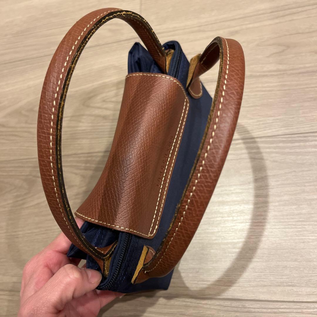 【美品】ロンシャン ル・プリアージュ ハンドバッグ ネイビー Sサイズ