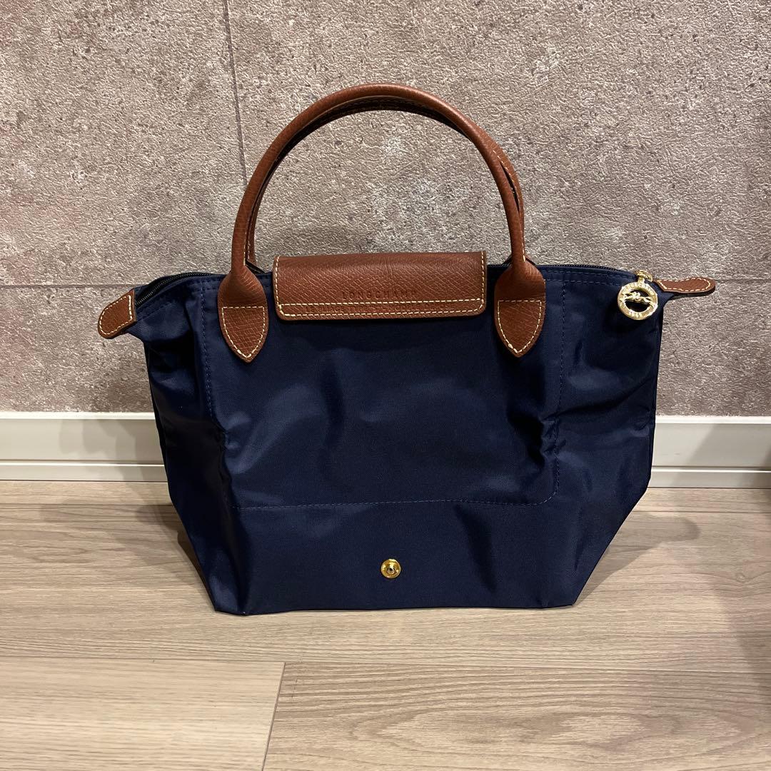 【美品】ロンシャン ル・プリアージュ ハンドバッグ ネイビー Sサイズ
