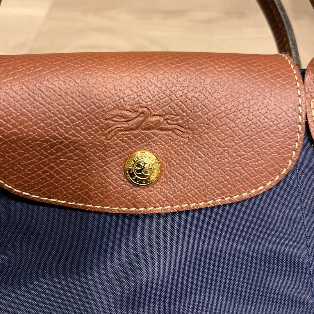 【美品】ロンシャン ル・プリアージュ ハンドバッグ ネイビー Sサイズ