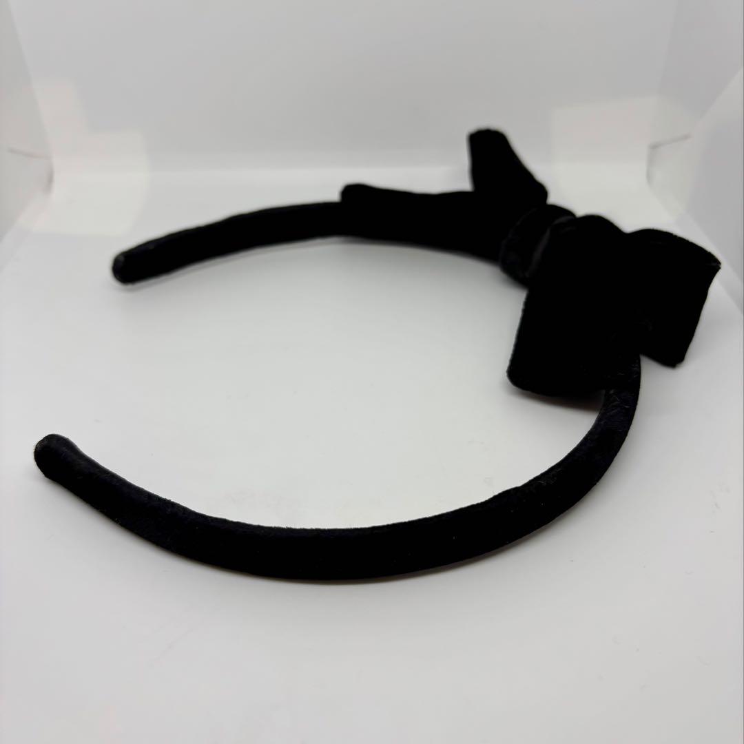 【良品】アレクサンドルドゥパリ カチューシャ リボン ベロア 黒 ヘアアクセ