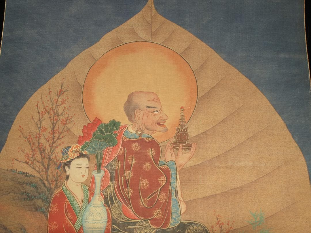 人物図 中国丁雲鵬　 明時代 肉筆保證 唐物唐本　掛け軸　BD824C11-4