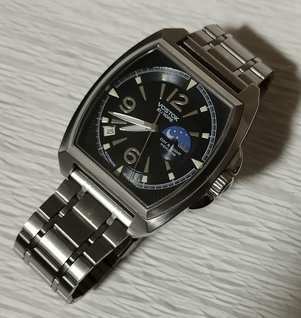 【動作品】VOSTOK EUROPE 自動巻き機械式 腕時計 トノー型 裏スケ
