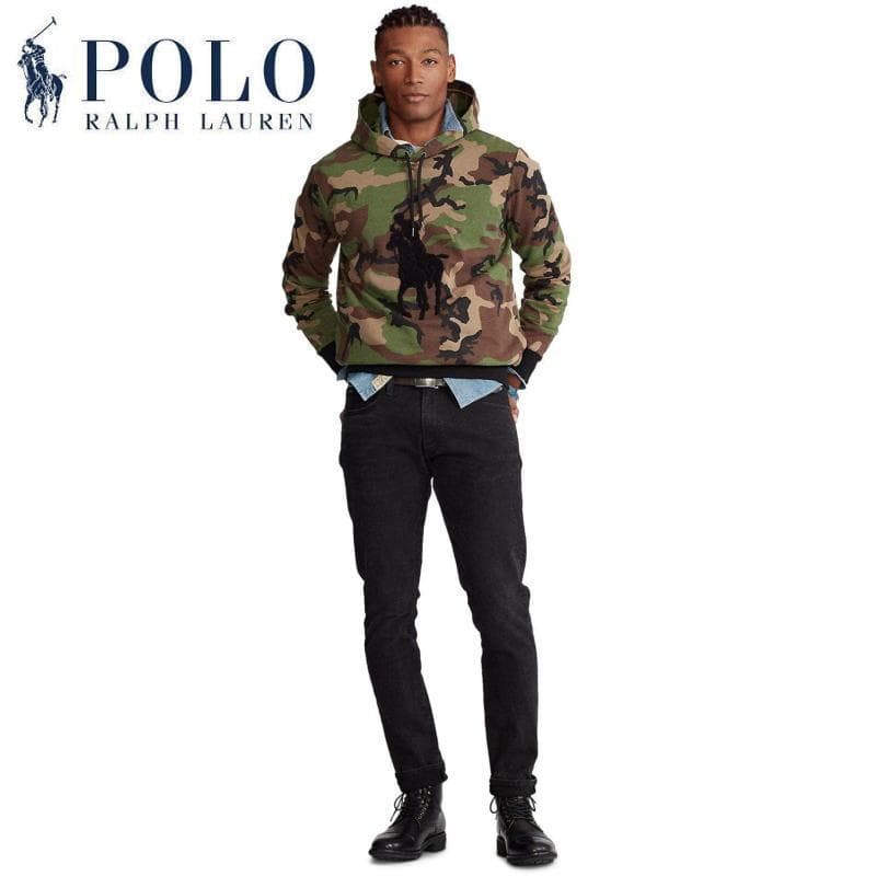 新品正規 Ｍ ポロ ラルフローレン ビッグポニー ダブルニット カモ パーカー