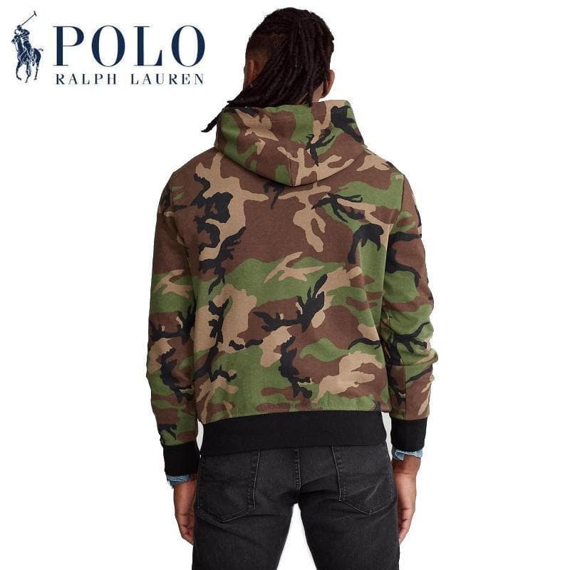 新品正規 Ｍ ポロ ラルフローレン ビッグポニー ダブルニット カモ パーカー