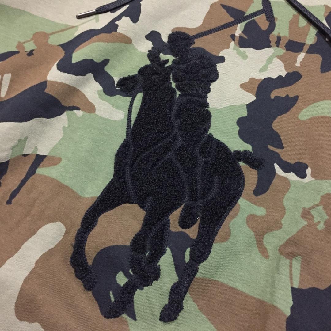 新品正規 Ｍ ポロ ラルフローレン ビッグポニー ダブルニット カモ パーカー