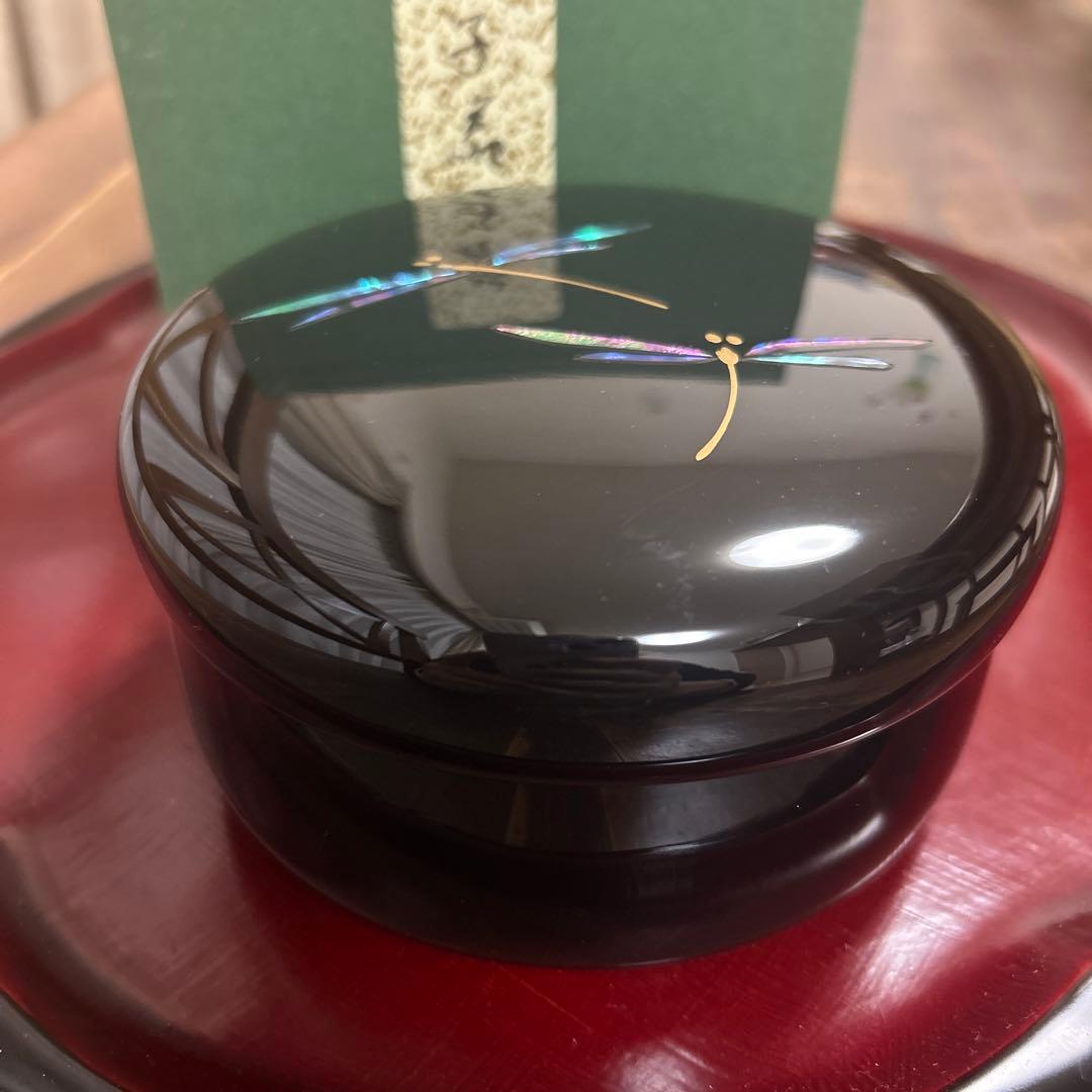 定価55000円　京漆匠　象彦　とんぼ ヤンポ　漆器　菓子器　菓子鉢　漆塗り