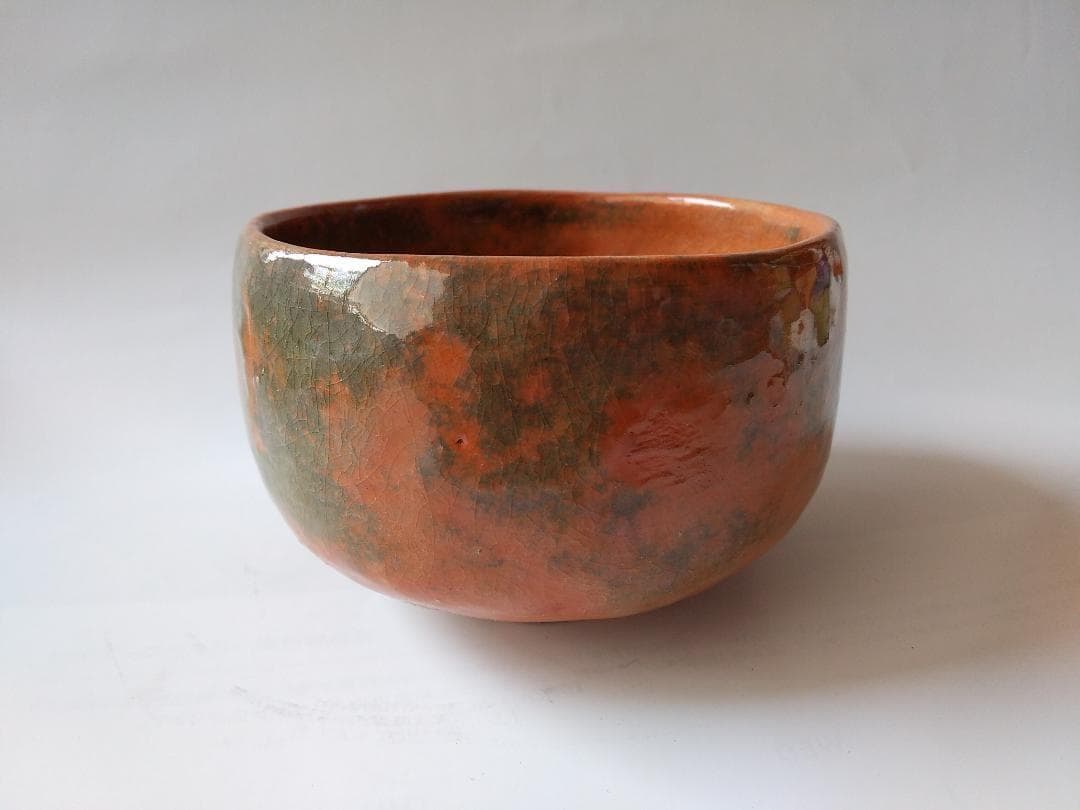 出雲蓮乗院 古門堂焼 岡崎信光 作 赤楽 茶碗 赤茶碗 茶道具 共箱 共布 新品