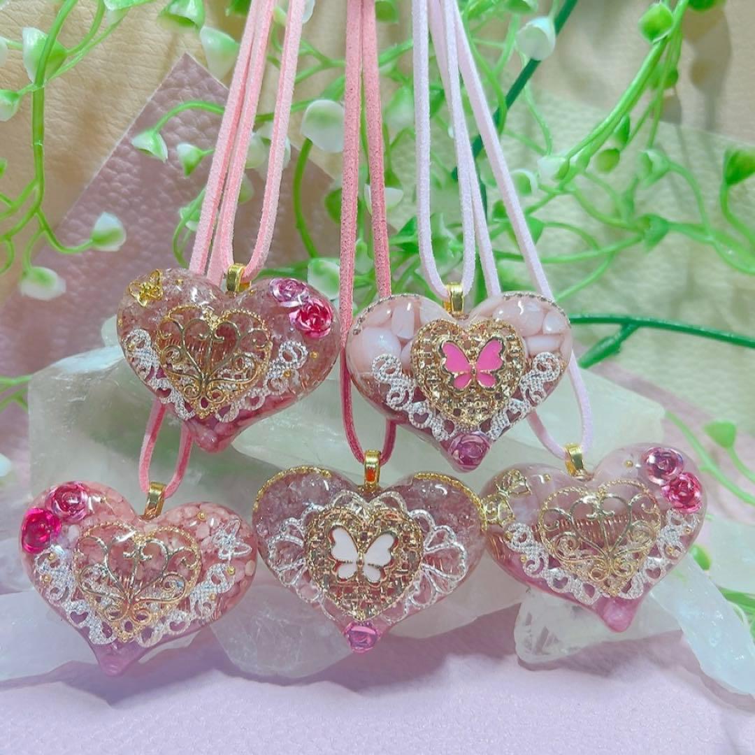 癒しのオルゴナイト❤️ピンクオパール＋アメジストのハート型♡