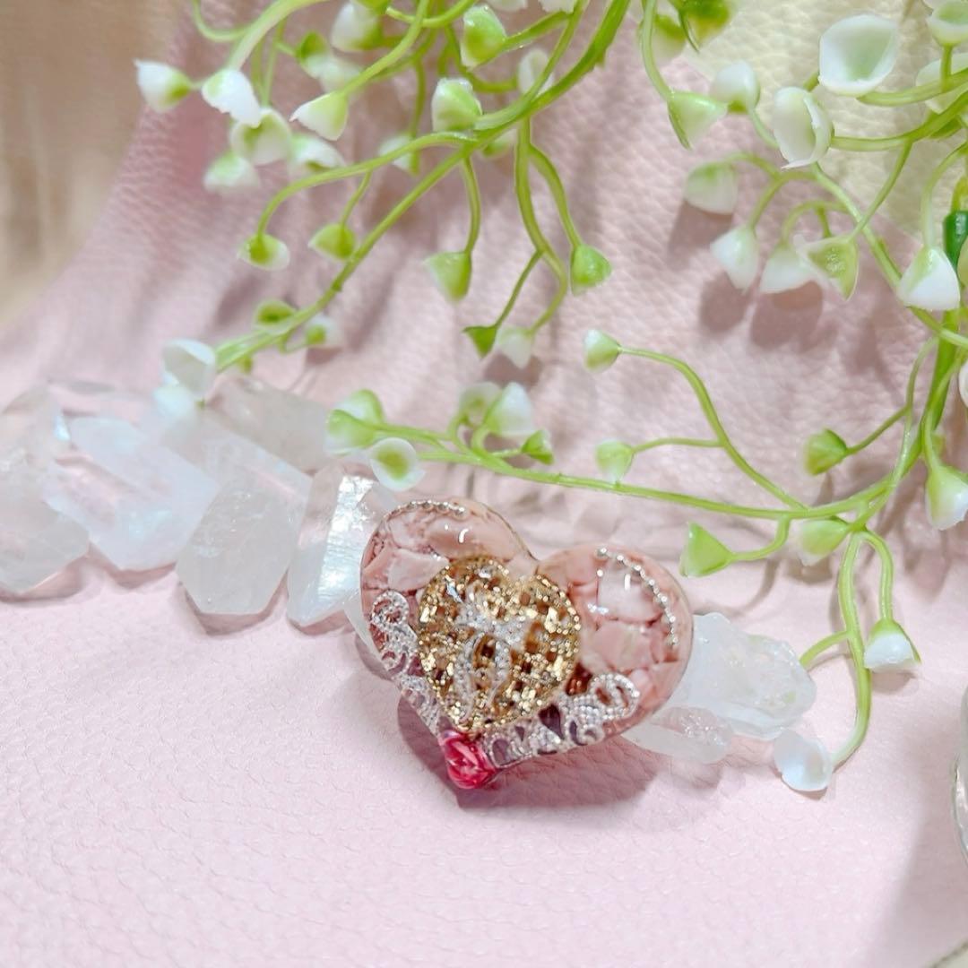 癒しのオルゴナイト❤️ピンクオパール＋アメジストのハート型♡