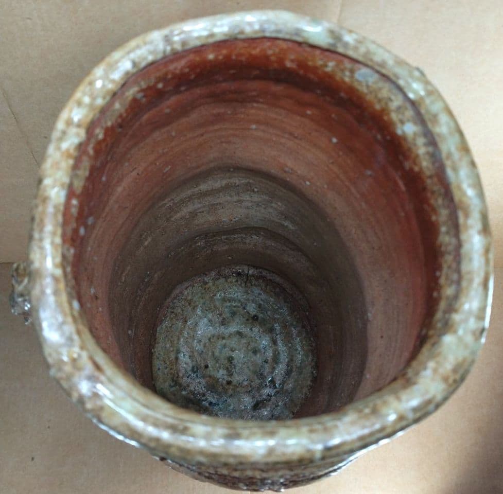 杉本貞光 信楽花入 裏千家十五代 鵬雲斎書付 共箱 美品 寺垣外窯 師:立花大亀