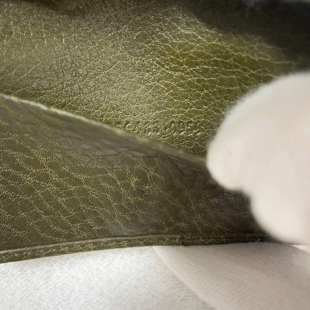 GUCCI グッチ　キーケース　シマ　レザー　GG 　本革　カーキ