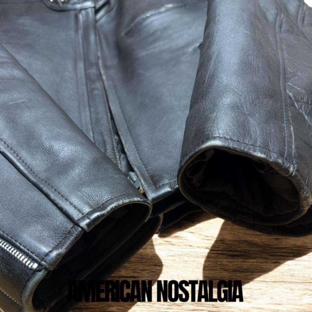 【肉厚×短丈】90s 牛革レザー 中綿キルティング バイカージャケット XL