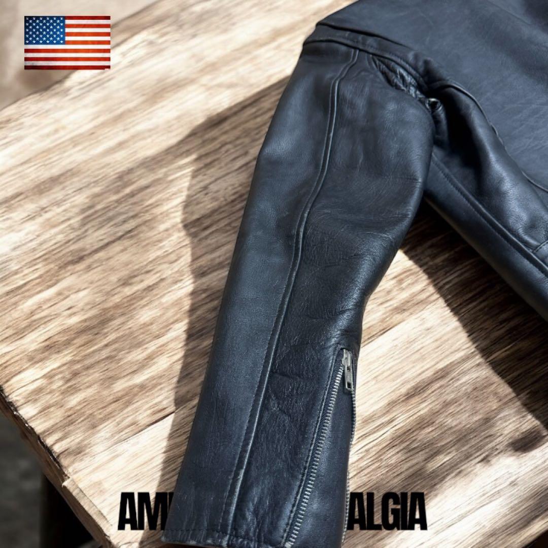 【肉厚×短丈】90s 牛革レザー 中綿キルティング バイカージャケット XL