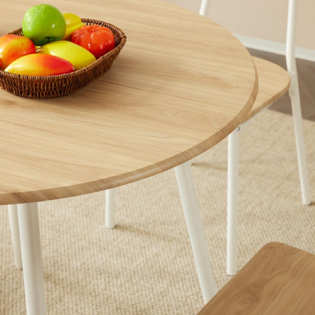 人気再入荷！4人用円型ダイニングテーブル　チェア付きセット食卓　NATURE