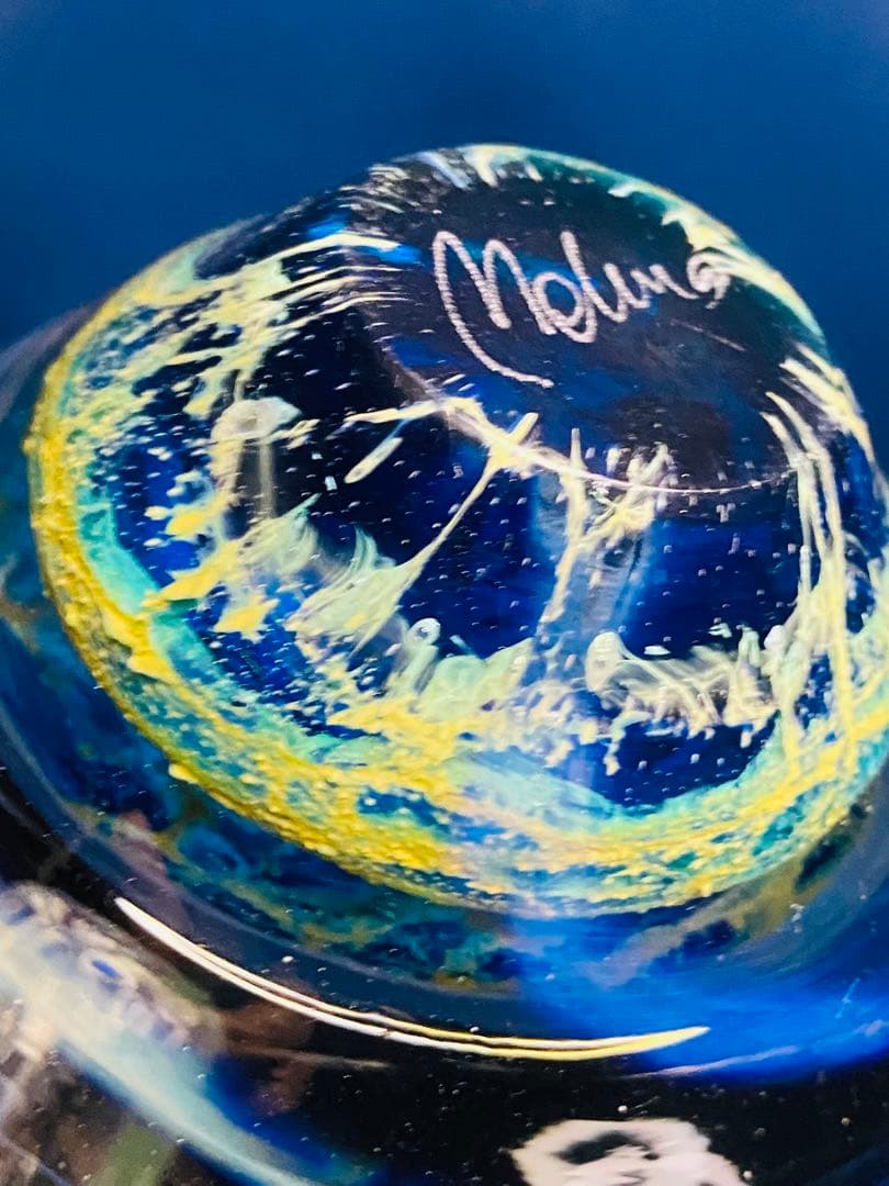 ガラス　小物入れ　サインあり　宇宙　アース　地中海　海底　惑星　地球　神秘