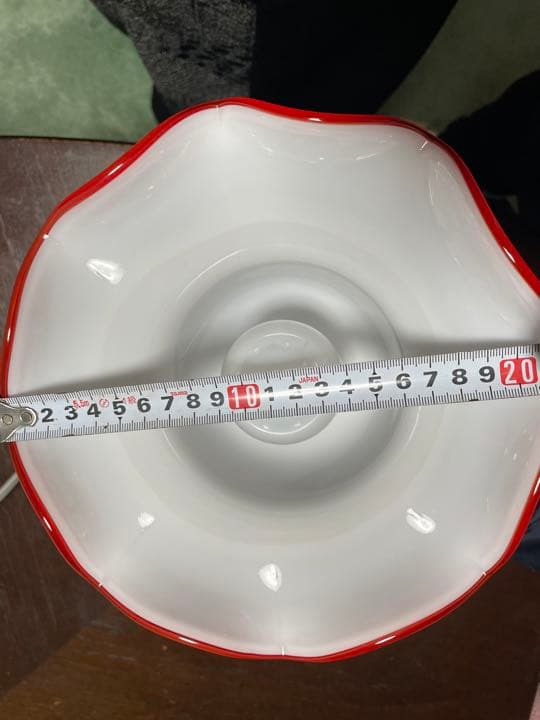 アンティーク　フリル乳白色ランプシェード　電気傘