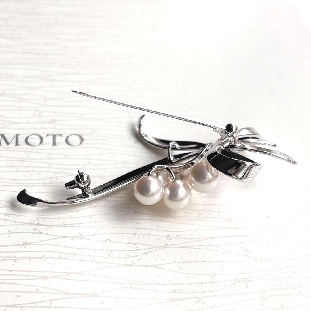 MIKIMOTO ミキモト パールブローチ ピンクホワイト 愛子さま リボン