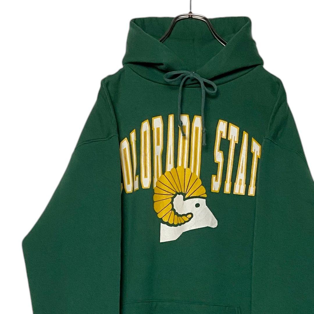 90sヴィンテージ古着USA製 ラッセル カレッジパーカー 緑 XL スウェット