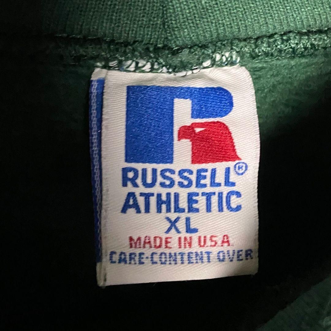 90sヴィンテージ古着USA製 ラッセル カレッジパーカー 緑 XL スウェット