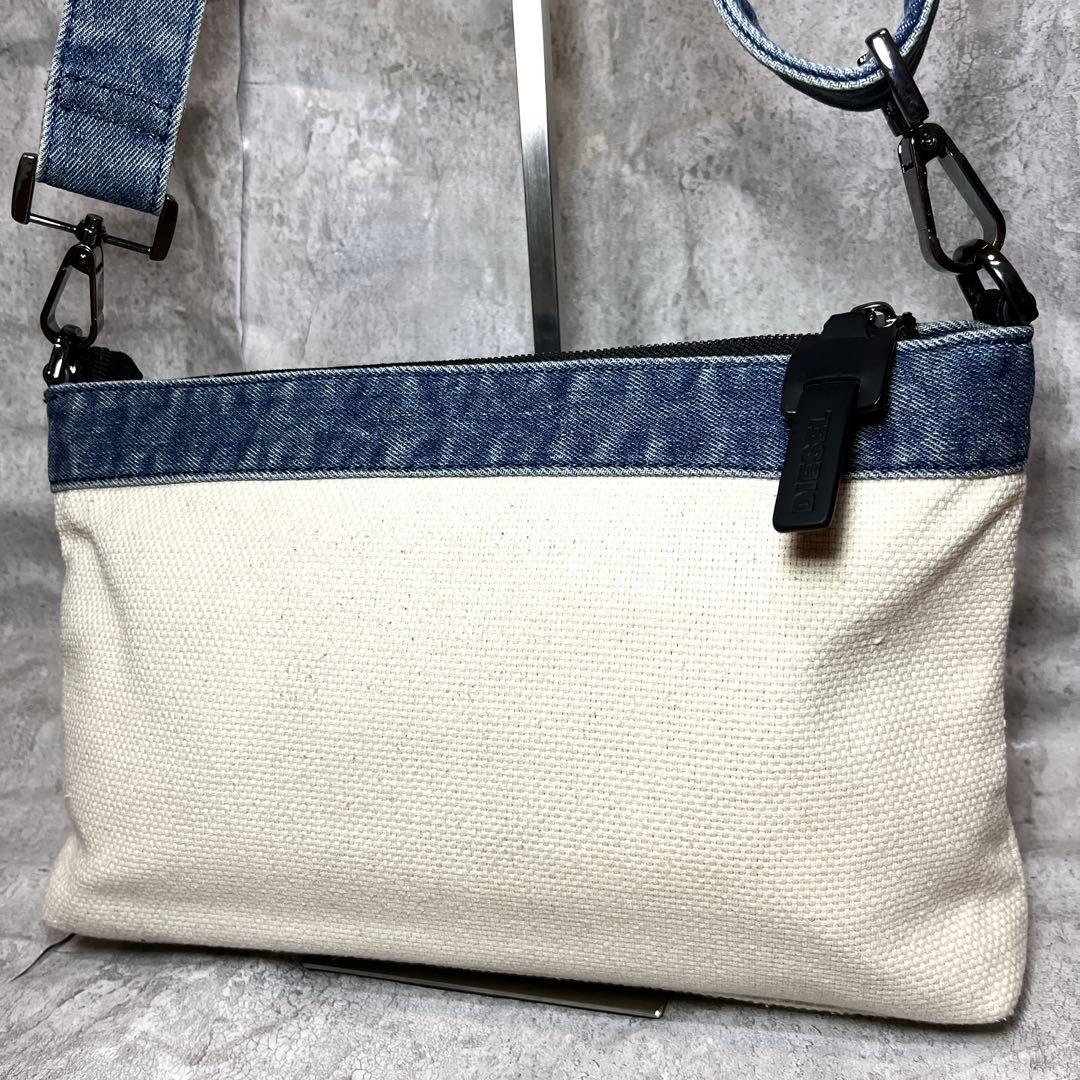 極美品 DIESEL デニム ショルダーバッグ キャンバス ロゴ ジップ y2k