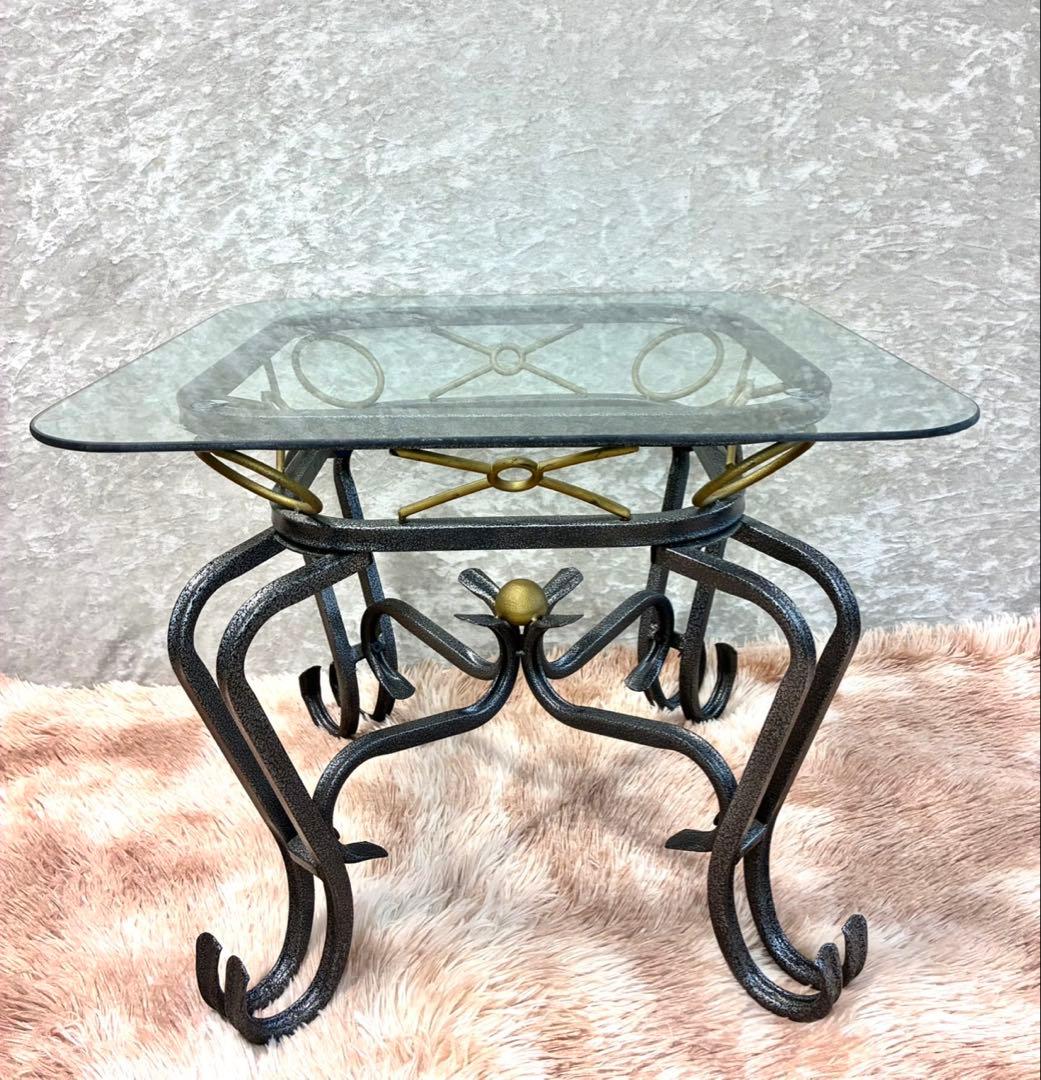 ネコ脚 ガラストップテーブル アンティーク ビンテージ